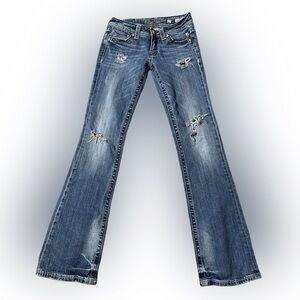 Miss Me women jeans Modelo style bootcut size 27 med Wash Distressed Blue Denim